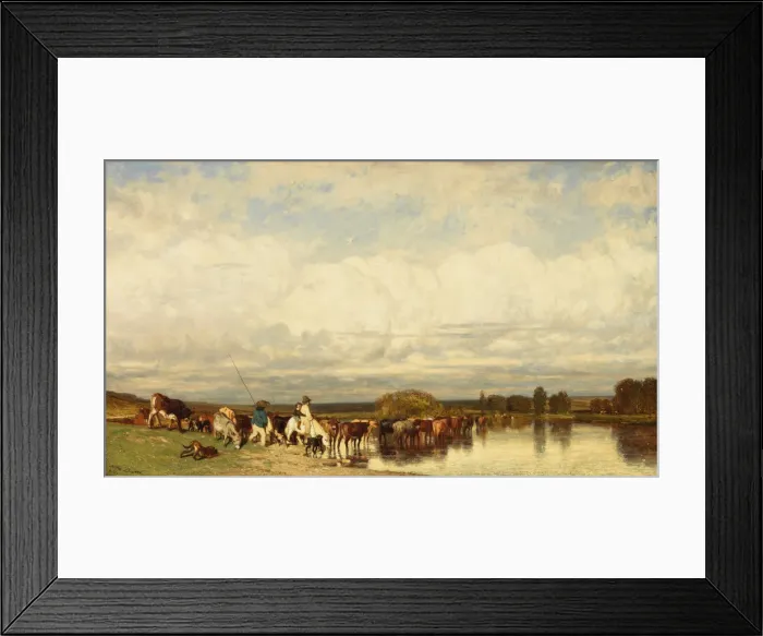Framed Print : Cows Crossing a Ford, 1836. Creator: Jules Dupré Framed Print : Cows Crossing a Ford, 1836. Creator: Jules Dupré
