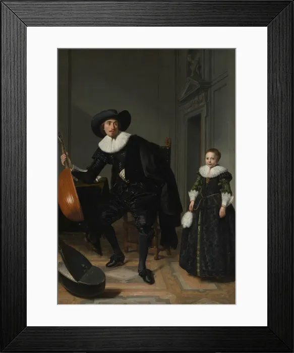 Framed Print : A Musician and His Daughter, 1629. Creator: Thomas de Keyser Framed Print : A Musician and His Daughter, 1629. Creator: Thomas de Keyser