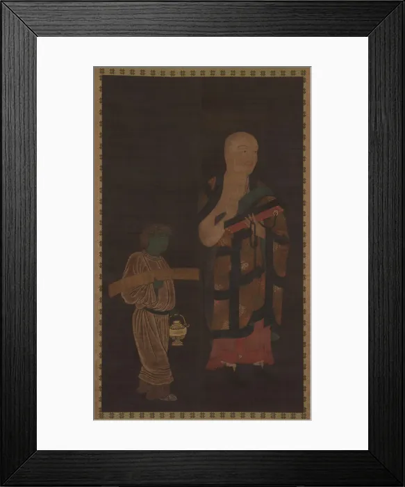 Framed Print : Portrait of Xuanzang (Genjo) with Attendant, 14th century. Creator: Unknown Framed Print : Portrait of Xuanzang (Genjo) with Attendant, 14th century. Creator: Unknown