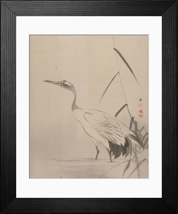 Framed Print : Crane Among Reeds, 1887-92. Creator: Gyokusho Kawabata Framed Print : Crane Among Reeds, 1887-92. Creator: Gyokusho Kawabata