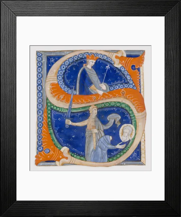 Framed Print : Manuscript Illumination with the Beheading of Saint Paul in an Initial S, from a Gradual, ca Framed Print : Manuscript Illumination with the Beheading of Saint Paul in an Initial S, from a Gradual, ca
