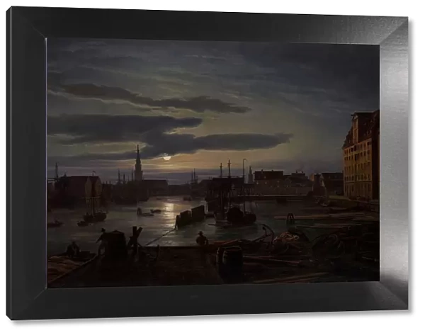 Copenhagen Harbor by Moonlight, 1846. Creator: Johan Christian Dahl