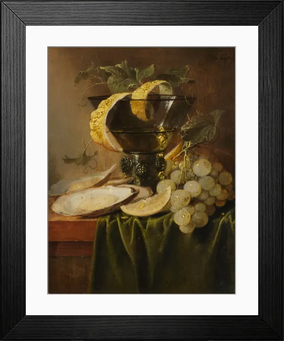 Framed Print : Still Life with a Glass and Oysters, ca. 1640. Creator: Jan Davidsz de Heem Framed Print : Still Life with a Glass and Oysters, ca. 1640. Creator: Jan Davidsz de Heem