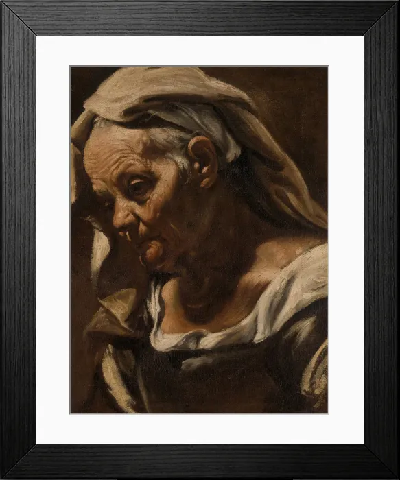 Framed Print : Head of an Old Woman, after 1610. Creator: Orazio Borgianni Framed Print : Head of an Old Woman, after 1610. Creator: Orazio Borgianni