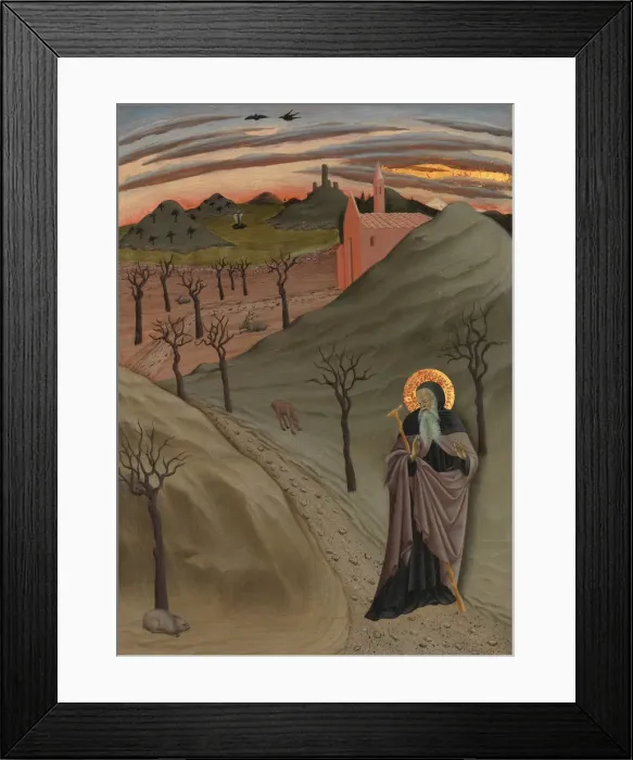 Framed Print : Saint Anthony the Abbot in the Wilderness, ca. 1435. Creator: Master of the Osservanza Triptych Framed Print : Saint Anthony the Abbot in the Wilderness, ca. 1435. Creator: Master of the Osservanza Triptych
