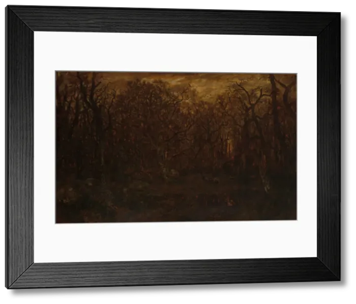 Framed Print : The Forest in Winter at Sunset, ca. 1846-67. Creator: Theodore Rousseau Framed Print : The Forest in Winter at Sunset, ca. 1846-67. Creator: Theodore Rousseau