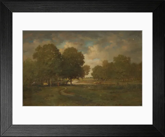 Framed Print : A River in a Meadow, probably late 1830s-early 1840s. Creator: Theodore Rousseau Framed Print : A River in a Meadow, probably late 1830s-early 1840s. Creator: Theodore Rousseau