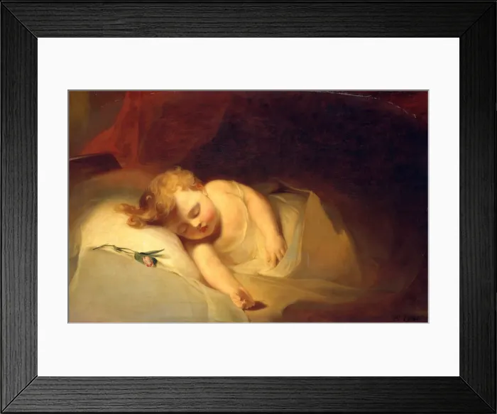 Framed Print : Child Asleep (The Rosebud), 1841. Creator: Thomas Sully Framed Print : Child Asleep (The Rosebud), 1841. Creator: Thomas Sully