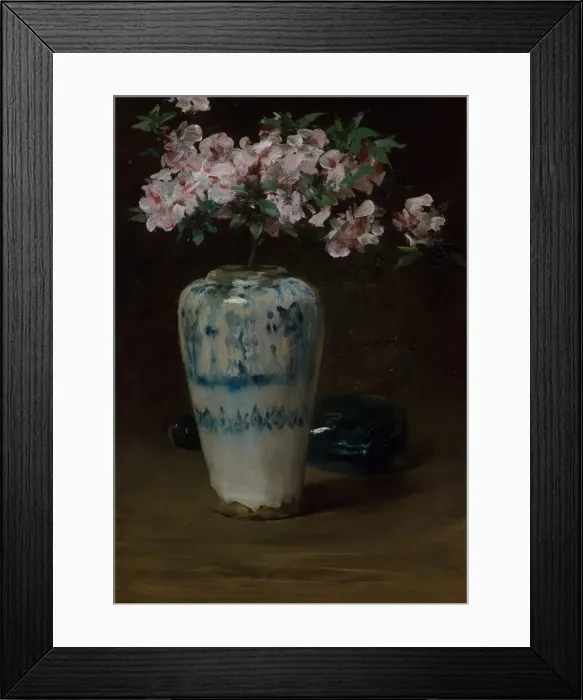 Framed Print : Pink Azalea-Chinese Vase, 1880-90 (?). Creator: William Merritt Chase Framed Print : Pink Azalea-Chinese Vase, 1880-90 (?). Creator: William Merritt Chase