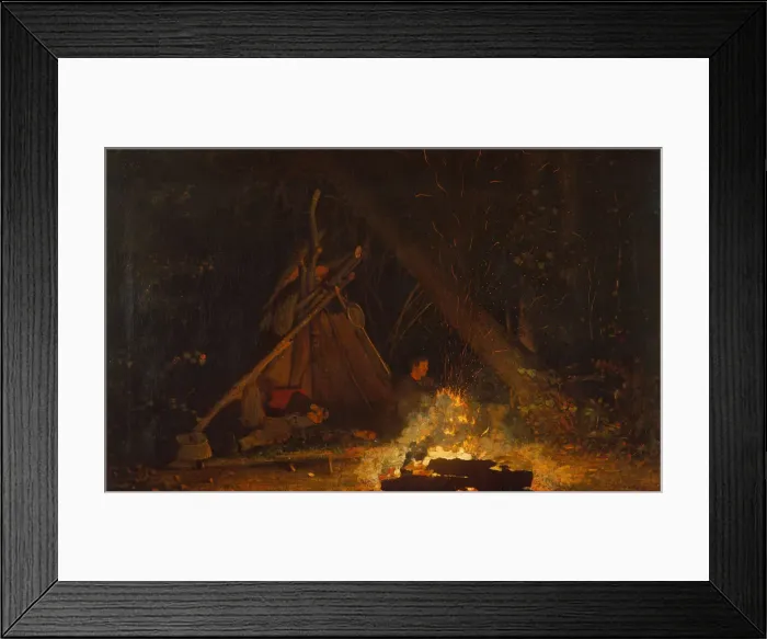 Framed Print : Camp Fire, 1880. Creator: Winslow Homer Framed Print : Camp Fire, 1880. Creator: Winslow Homer