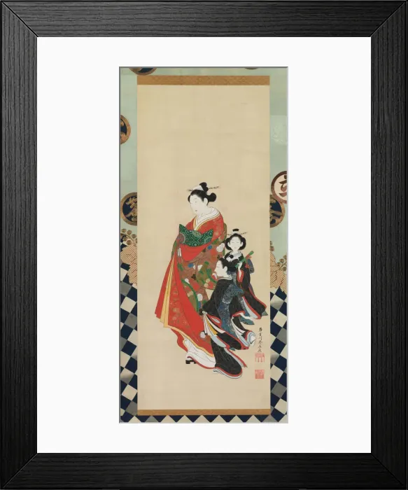Framed Print : Courtesan and Attendants, late 18th century. Creator: Shunsho Framed Print : Courtesan and Attendants, late 18th century. Creator: Shunsho