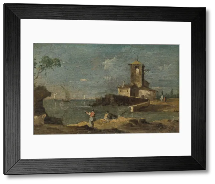 Framed Print : Capriccio with a Square Tower and Two Houses, 18th century. Creator: Unknown Framed Print : Capriccio with a Square Tower and Two Houses, 18th century. Creator: Unknown