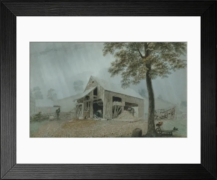 Framed Print : Rainstorm-Cider Mill at Redding, Connecticut, ca. 1840. Creator: George Harvey Framed Print : Rainstorm-Cider Mill at Redding, Connecticut, ca. 1840. Creator: George Harvey