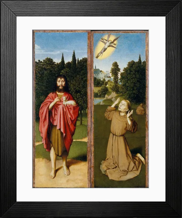 Framed Print : Saint John the Baptist; Saint Francis Receiving the Stigmata, ca. 1485-90. Creator: Gerard David Framed Print : Saint John the Baptist; Saint Francis Receiving the Stigmata, ca. 1485-90. Creator: Gerard David