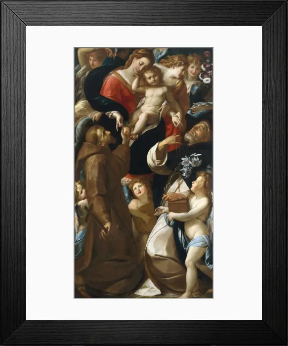 Framed Print : Madonna and Child with Saints Francis and Dominic and Angels. Creator: Giulio Cesare Procaccini Framed Print : Madonna and Child with Saints Francis and Dominic and Angels. Creator: Giulio Cesare Procaccini