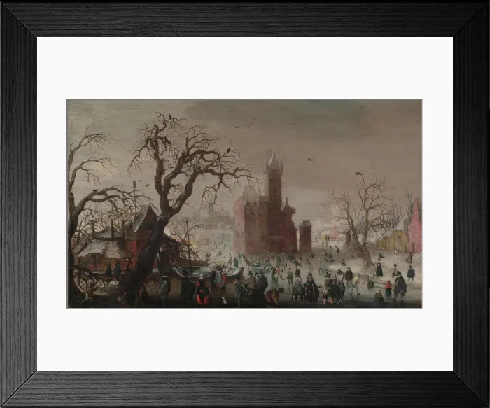 Framed Print : A Winter Landscape with Ice Skaters and an Imaginary Castle, ca. 1615-20. Creator Framed Print : A Winter Landscape with Ice Skaters and an Imaginary Castle, ca. 1615-20. Creator