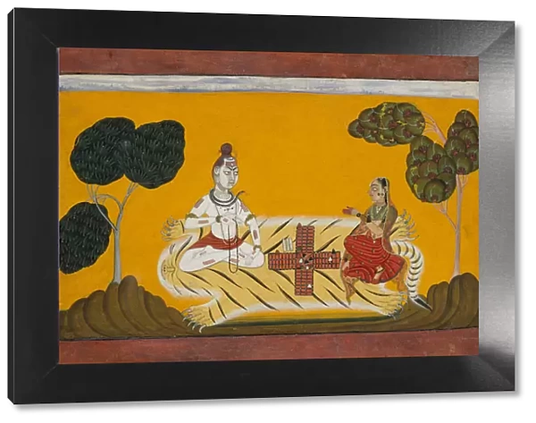 Shiva and Parvati Playing Chaupar: Folio from a Rasamanjari Series, dated 1694-95