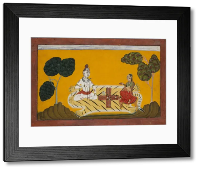 Framed Print : Shiva and Parvati Playing Chaupar: Folio from a Rasamanjari Series, dated 1694-95 Framed Print : Shiva and Parvati Playing Chaupar: Folio from a Rasamanjari Series, dated 1694-95
