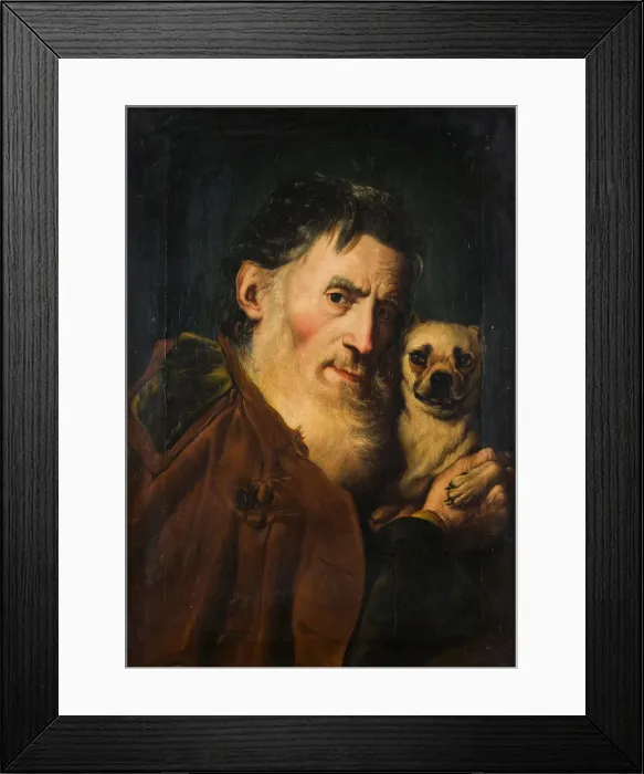 Framed Print : An Old Man with a Dog, 1740s. Creator: Giacomo Ceruti Framed Print : An Old Man with a Dog, 1740s. Creator: Giacomo Ceruti