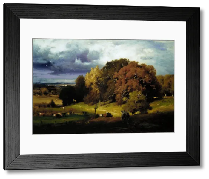 Framed Print : Autumn Oaks, ca. 1878. Creator: George Inness Framed Print : Autumn Oaks, ca. 1878. Creator: George Inness