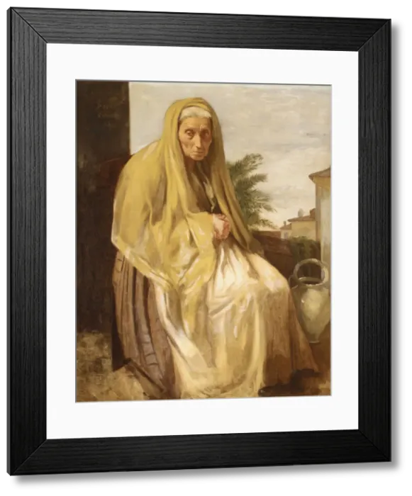 Framed Print : The Old Italian Woman, 1857. Creator: Edgar Degas Framed Print : The Old Italian Woman, 1857. Creator: Edgar Degas