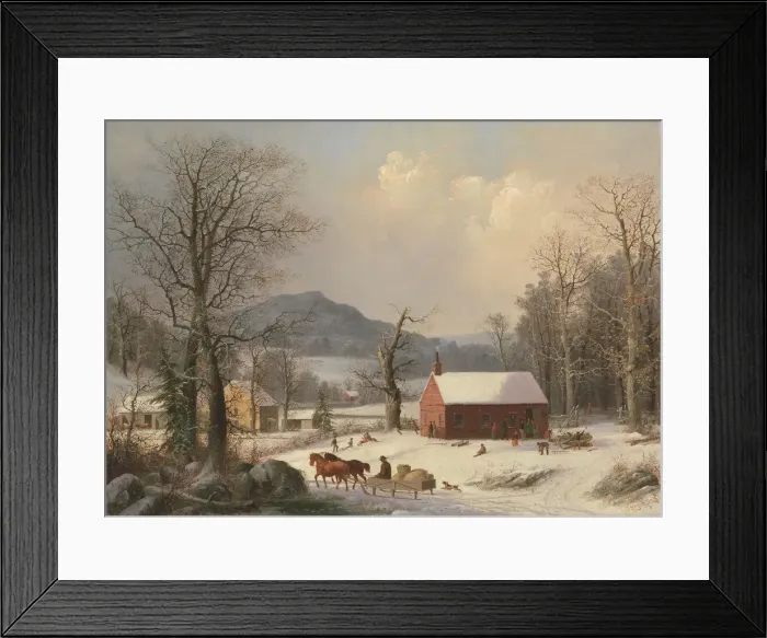 Framed Print : Red School House (Country Scene), 1858. Creator: George Henry Durrie Framed Print : Red School House (Country Scene), 1858. Creator: George Henry Durrie