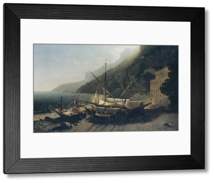 Framed Print : View at Amalfi, Bay of Salerno, 1857. Creator: George Loring Brown Framed Print : View at Amalfi, Bay of Salerno, 1857. Creator: George Loring Brown