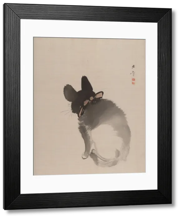 Framed Print : Cat Seen from Behind, 1868. Creator: Gyokusho Kawabata Framed Print : Cat Seen from Behind, 1868. Creator: Gyokusho Kawabata