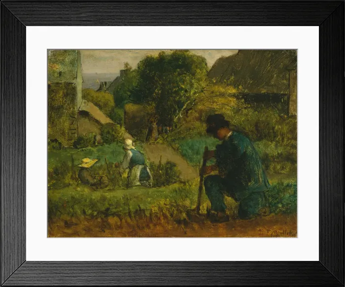 Framed Print : Garden Scene, 1854. Creator: Jean Francois Millet Framed Print : Garden Scene, 1854. Creator: Jean Francois Millet