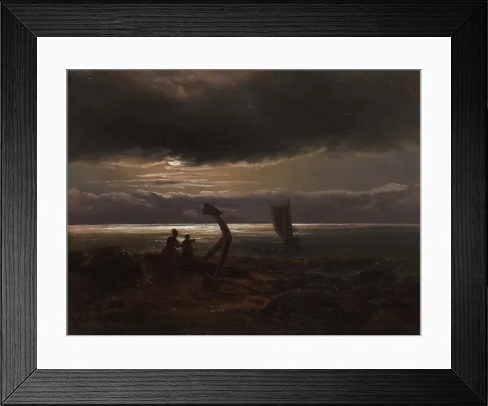 Framed Print : Mother and Child by the Sea, 1830. Creator: Johan Christian Dahl Framed Print : Mother and Child by the Sea, 1830. Creator: Johan Christian Dahl