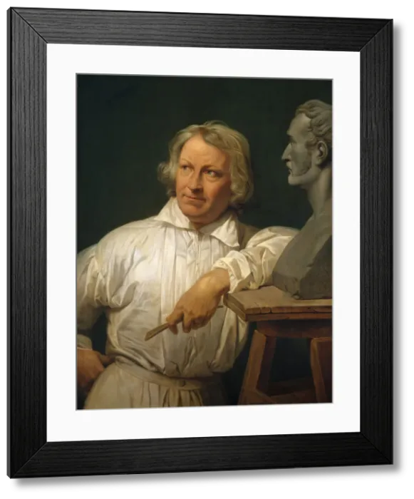 Framed Print : Bertel Thorvaldsen (1768-1844) with the Bust of Horace Vernet, 1833 or later. Creator Framed Print : Bertel Thorvaldsen (1768-1844) with the Bust of Horace Vernet, 1833 or later. Creator