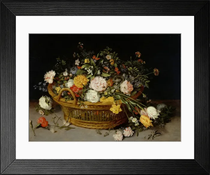 Framed Print : A Basket of Flowers, probably 1620s. Creator: Jan Brueghel the younger Framed Print : A Basket of Flowers, probably 1620s. Creator: Jan Brueghel the younger