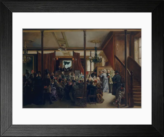 Framed Print : Auction Sale in Clinton Hall, New York, 1876, 1876. Creator: Ignacio de Leon Escosura Framed Print : Auction Sale in Clinton Hall, New York, 1876, 1876. Creator: Ignacio de Leon Escosura