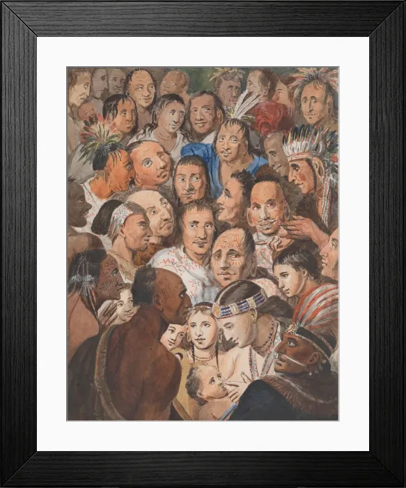 Framed Print : Tableau of Indian Faces, 1811-ca. 1813. Creator: John Lewis Krimmel