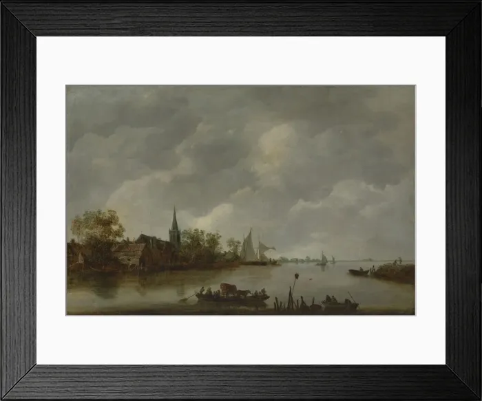 Framed Print : River View with a Village Church. Creator: Style of Jan van Goyen (Dutch, mid-17th century) Framed Print : River View with a Village Church. Creator: Style of Jan van Goyen (Dutch, mid-17th century)