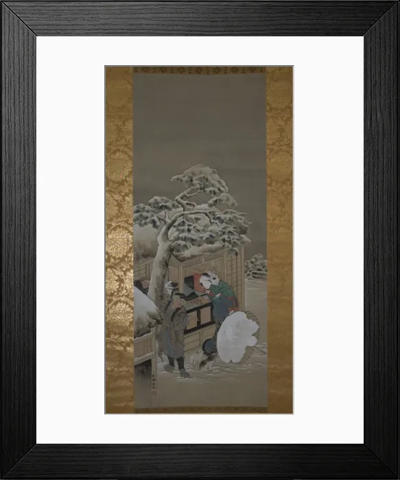 Framed Print : In Front of a Shop, dated 1780. Creator: Hokusai Framed Print : In Front of a Shop, dated 1780. Creator: Hokusai