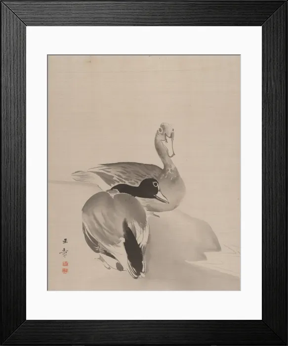 Framed Print : Pair of Ducks, 1887-92. Creator: Gyokusho Kawabata Framed Print : Pair of Ducks, 1887-92. Creator: Gyokusho Kawabata