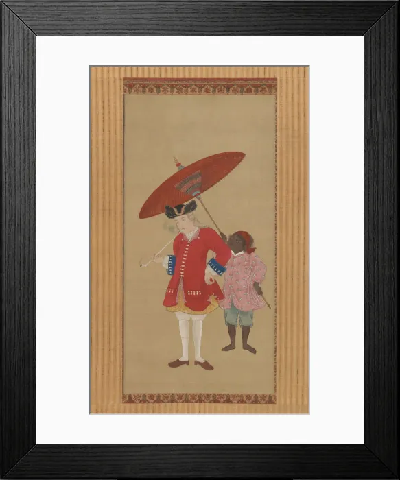 Framed Print : Dutchman with a Servant, early 19th century. Creator: Kawahara Keiga Framed Print : Dutchman with a Servant, early 19th century. Creator: Kawahara Keiga