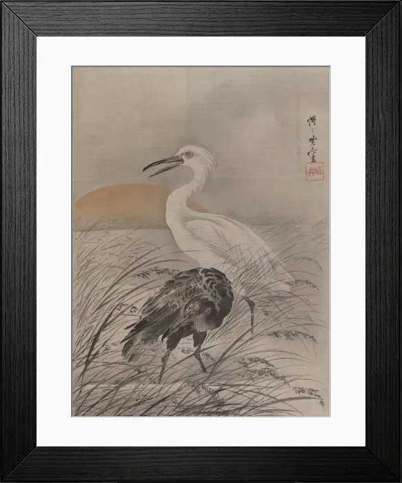 Framed Print : Cranes in Marsh, ca. 1887. Creator: Kawanabe Kyosai Framed Print : Cranes in Marsh, ca. 1887. Creator: Kawanabe Kyosai