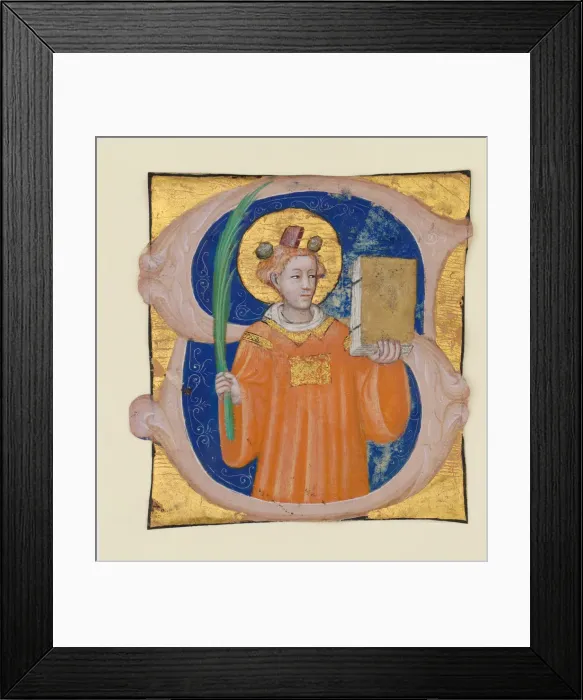 Framed Print : Manuscript Illumination with Saint Stephen in an Initial S, from an Antiphonary, ca Framed Print : Manuscript Illumination with Saint Stephen in an Initial S, from an Antiphonary, ca
