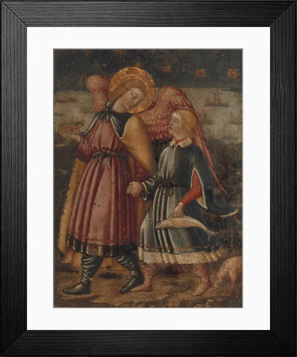 Framed Print : The Archangel Raphael and Tobias, possibly 1457-63. Creator: Neri di Bicci Framed Print : The Archangel Raphael and Tobias, possibly 1457-63. Creator: Neri di Bicci