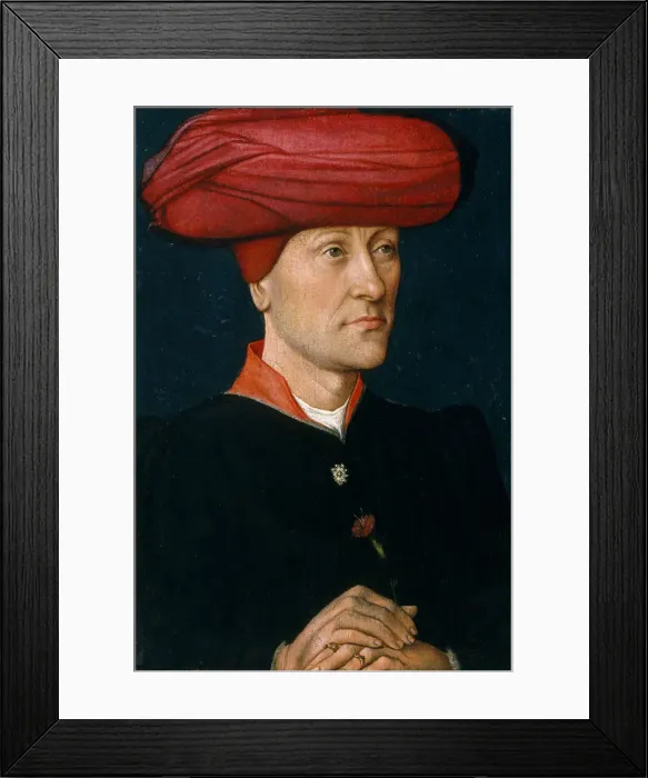 Framed Print : Portrait of a Man in a Chaperon. Creator: Netherlandish Painter (1440-50) Framed Print : Portrait of a Man in a Chaperon. Creator: Netherlandish Painter (1440-50)