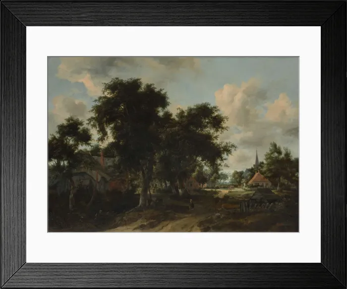 Framed Print : Entrance to a Village, ca. 1665. Creator: Meindert Hobbema