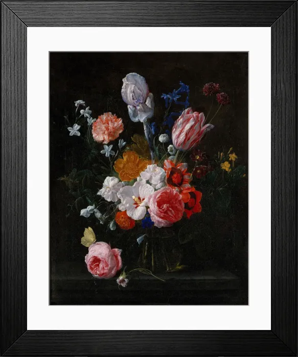 Framed Print : A Bouquet of Flowers in a Crystal Vase, 1662. Creator: Nicolaes van Veerendael Framed Print : A Bouquet of Flowers in a Crystal Vase, 1662. Creator: Nicolaes van Veerendael