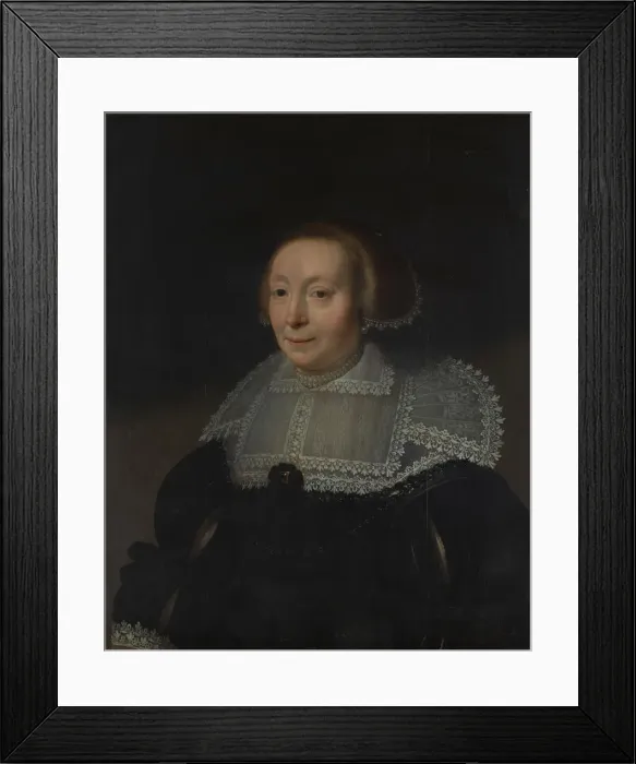Framed Print : Portrait of a Woman with a Lace Collar, ca. 1632-35. Creator: Michiel van Mierevelt Framed Print : Portrait of a Woman with a Lace Collar, ca. 1632-35. Creator: Michiel van Mierevelt