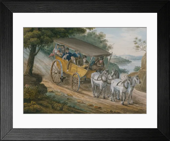 Framed Print : Travel by Stagecoach Near Trenton, New Jersey, 1811-ca. 1813. Creator: Pavel Petrovic Svin in Framed Print : Travel by Stagecoach Near Trenton, New Jersey, 1811-ca. 1813. Creator: Pavel Petrovic Svin in