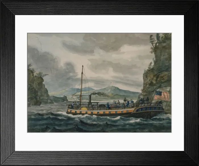 Framed Print : Steamboat Travel on the Hudson River, 1811-ca. 1813. Creator: Pavel Petrovic Svin in Framed Print : Steamboat Travel on the Hudson River, 1811-ca. 1813. Creator: Pavel Petrovic Svin in