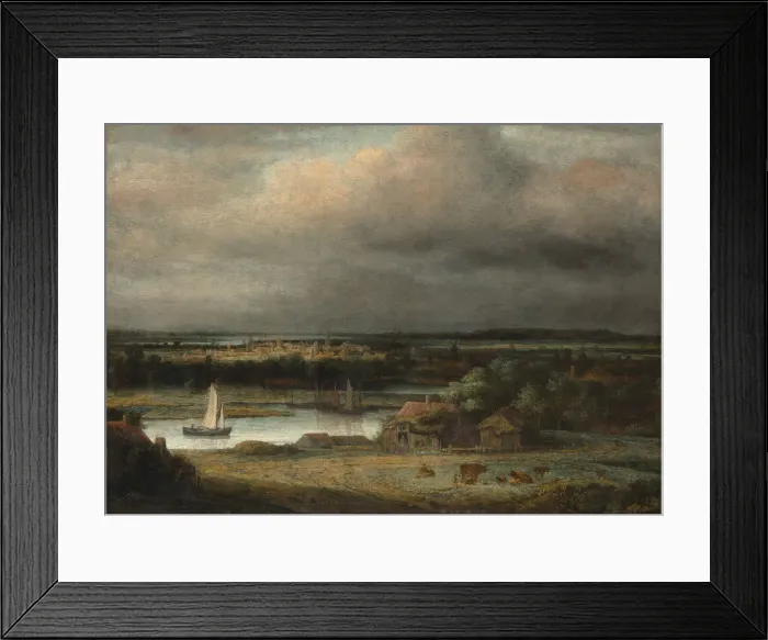 Framed Print : Wide River Landscape, ca. 1648-49. Creator: Philip Koninck Framed Print : Wide River Landscape, ca. 1648-49. Creator: Philip Koninck
