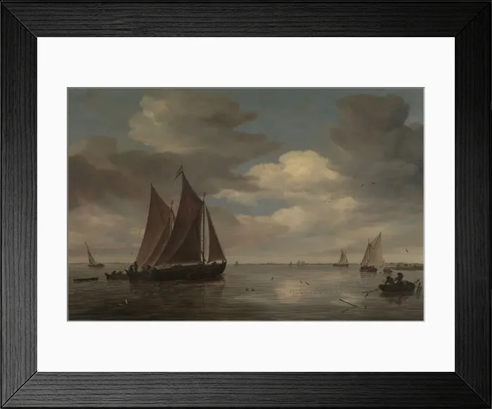 Framed Print : Fishing Boats on a River, early 1660s. Creator: Salomon Ruysdael Framed Print : Fishing Boats on a River, early 1660s. Creator: Salomon Ruysdael