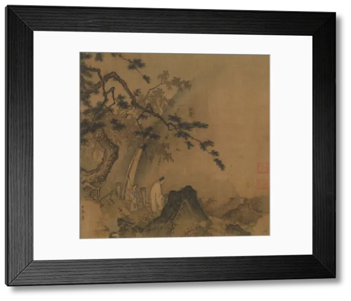 Framed Print : Scholar viewing a waterfall, late 12th-early 13th century. Creator: Ma, Yuan Framed Print : Scholar viewing a waterfall, late 12th-early 13th century. Creator: Ma, Yuan